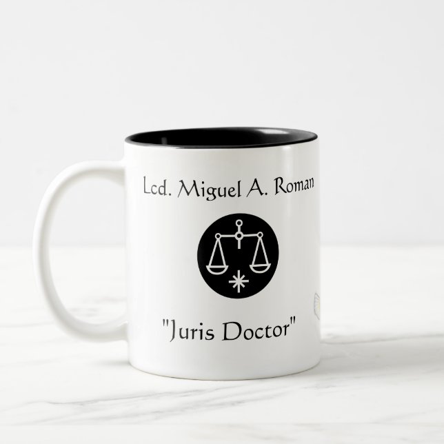 "Juris Doctor"Thanks-Customize Two-Tone Coffee Mug (Left)