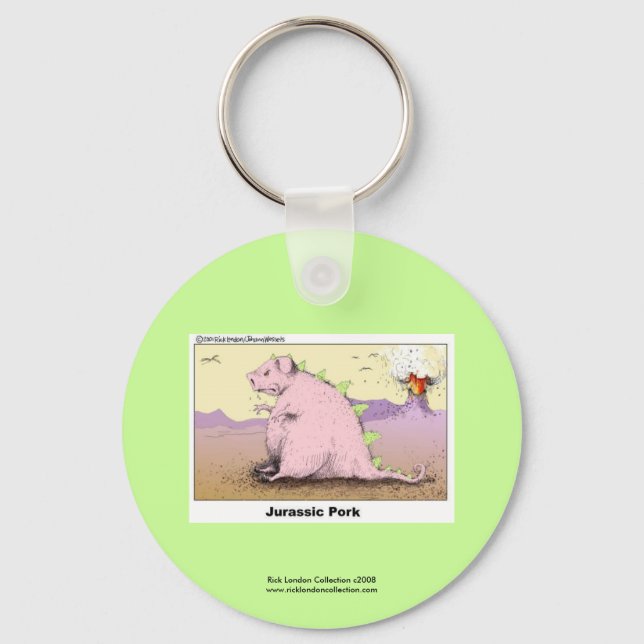 Jurrasic Pork Hilarious Cartoon Keychain (Front)