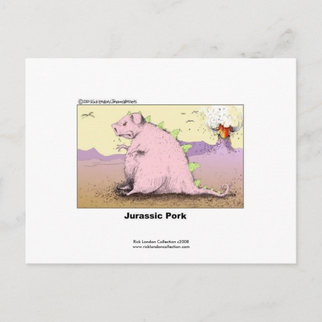 Jurrasic Pork Hilarious Cartoon Postcard (Front)
