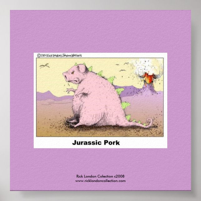 Jurrasic Pork Hilarious Cartoon Poster (Front)