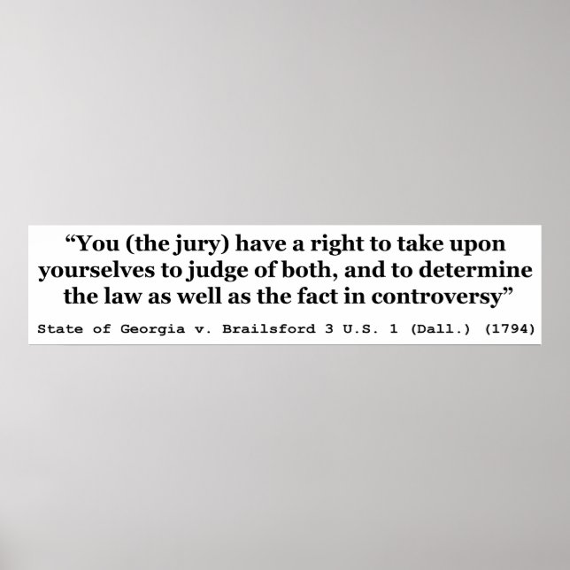 Jury Nullification State of Georgia vs Brailsford Poster (Front)