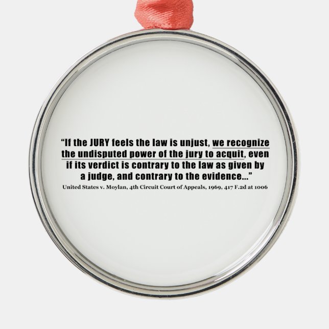 Jury Nullification United States v. Moylan 1969 Metal Ornament (Front)