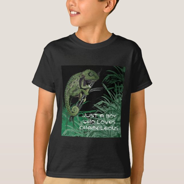 Jus a Boy who loves chameleons T-Shirt (Front)