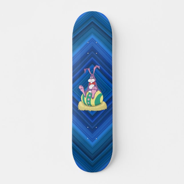 Jus Chillin' Easter Bunny on decorated egg Skateboard Deck (Front)