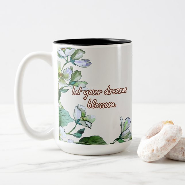 Jusmin Dream Blossom Two-Tone Coffee Mug (With Donut)