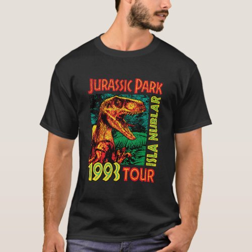 Jusrassic Park Isla Nublar 1993 Tour Poster T_Shirt
