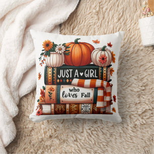 Just a Bookish Girl Who Loves Fall Throw Pillow