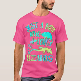 Just A Boy Loves Lizards Reptiles Lover Chameleon  T-Shirt
