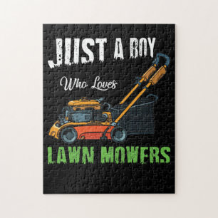 Just A Boy Who Love Lawn Mowing Lawn Mower Farm Jigsaw Puzzle
