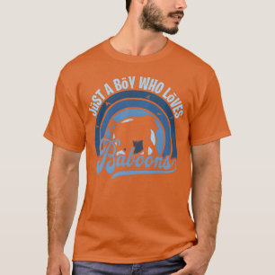 Just A Boy Who Loves A Baboon Blue 80s Sunset boy T-Shirt
