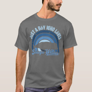 Just A Boy Who Loves A Beluga Whale Blue 80s retro T-Shirt