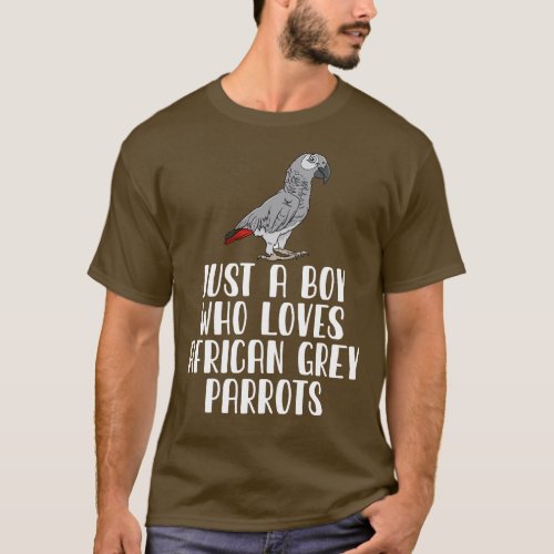 Just A Boy Who Loves African Grey Parrots T_Shirt