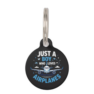 Just A Boy who Loves Airplanes Pet ID Tag