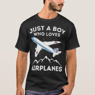 Just A Boy Who Loves Airplanes Small Black T-Shirt