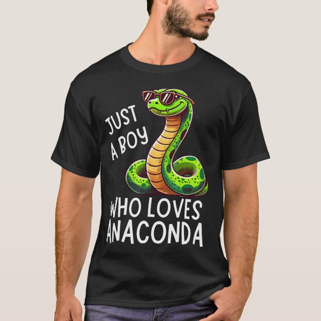 Just A Boy Who Loves Anaconda Cool Snake Lover Des T-Shirt (Front)