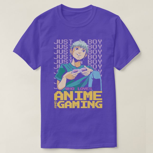 Just A Boy Who Loves Anime And Gaming Gamer Premiu T-Shirt (Design Front)