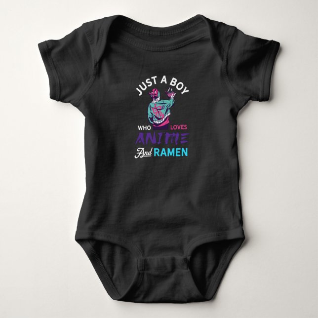 Just a boy who loves anime and ramen, gift for baby bodysuit (Front)