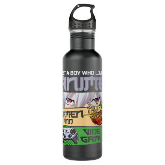Just A Boy Who Loves Anime Ramen and Video Games G Stainless Steel Water Bottle