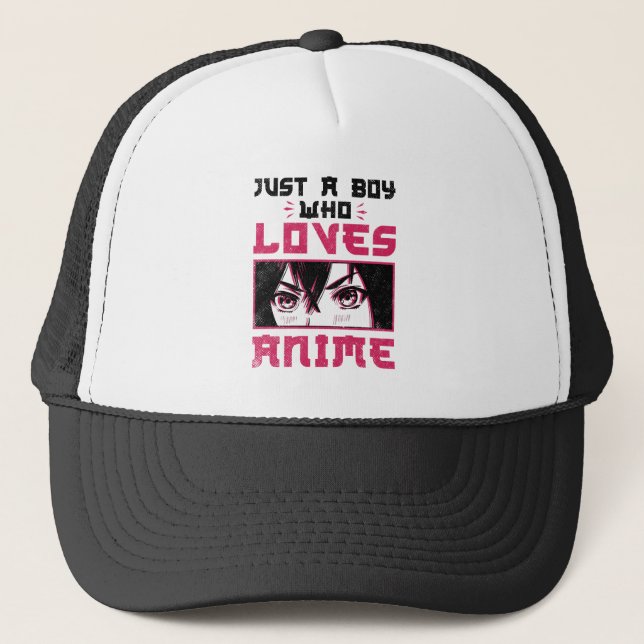Just a Boy Who Loves Anime Weeb Otaku Trucker Hat (Front)