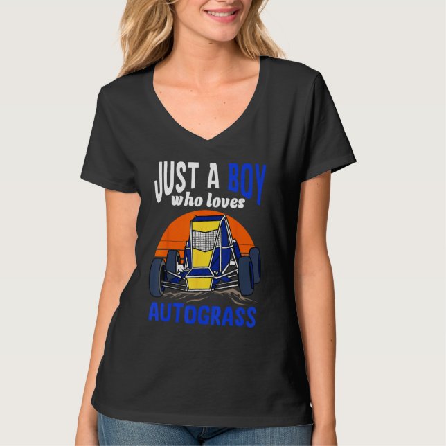 Just A Boy Who Loves Autograss Retro 1 T-Shirt (Front)
