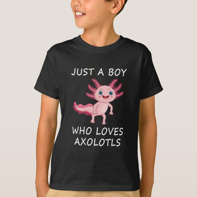Just a Boy Who Loves Axolotls, Cute Axolotl T-Shirt (Front)
