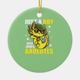 Just a boy who loves axolotls Cute Funny Kawaii Ceramic Ornament