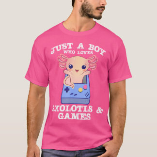 Just A Boy Who Loves Axolotls Cute Kawaii Salamand T-Shirt