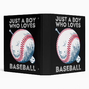 Just a Boy Who Loves Baseball Batter baseball Ball 3 Ring Binder