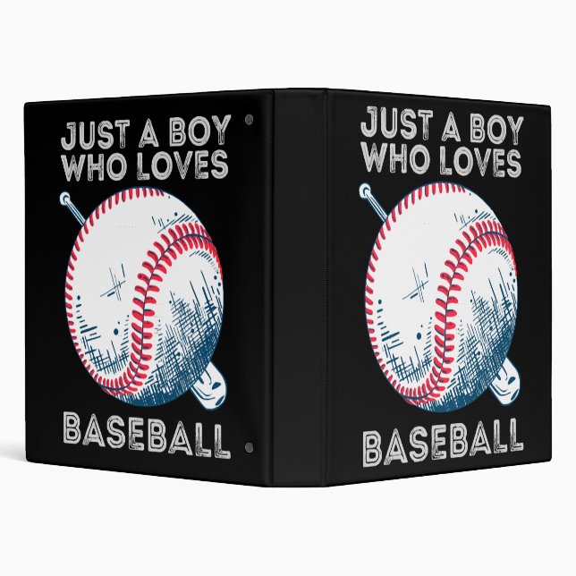 Just a Boy Who Loves Baseball Batter baseball Ball 3 Ring Binder (Background)