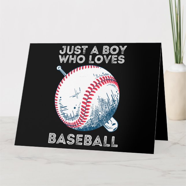 Just a Boy Who Loves Baseball Batter baseball Ball Card (Front)