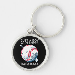 Just a Boy Who Loves Baseball Batter baseball Ball Keychain