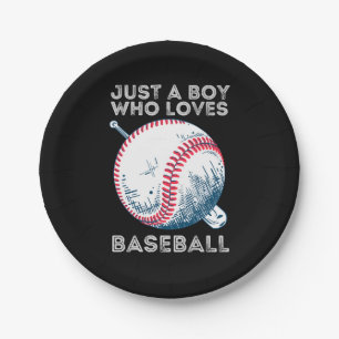 Just a Boy Who Loves Baseball Batter baseball Ball Paper Plates