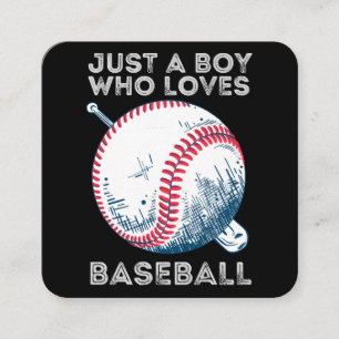Just a Boy Who Loves Baseball Batter baseball Ball Square Business Card