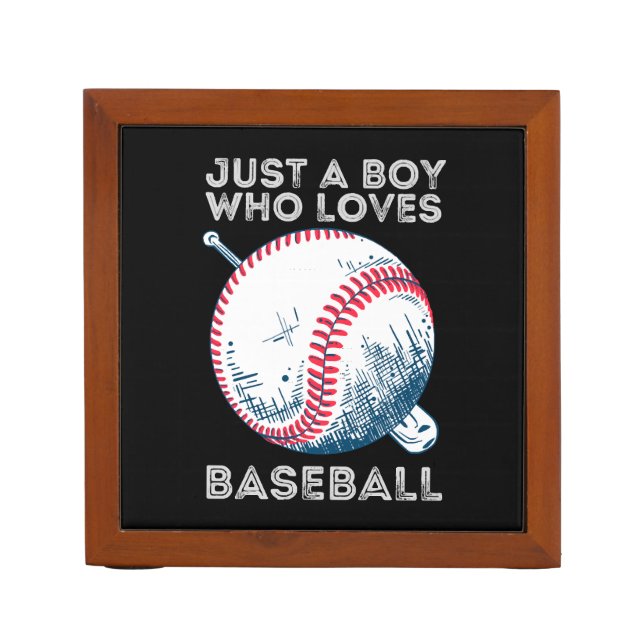 Just a Boy Who Loves Baseball Desk Organizer (Front)