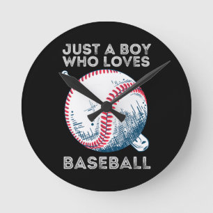 Just a Boy Who Loves Baseball Round Clock