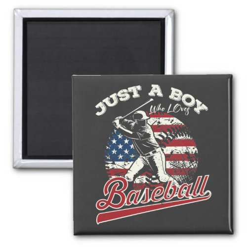 Just a boy who loves baseball square magnet
