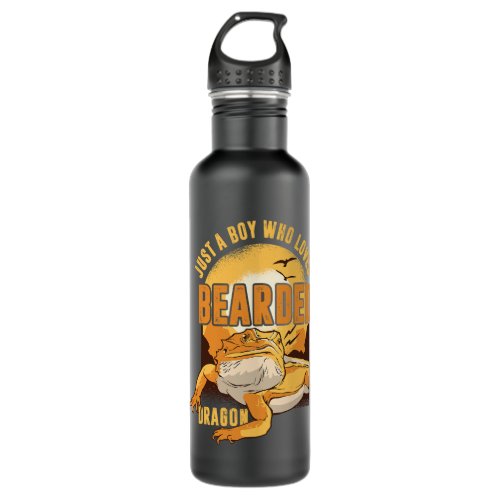 Just A Boy Who Loves Bearded Dragon Funny Reptile  Stainless Steel Water Bottle
