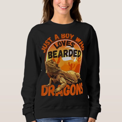 Just A Boy Who Loves Bearded Dragons Kids Retro Vi Sweatshirt
