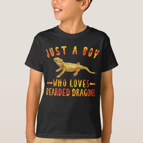 Just A Boy Who Loves Bearded Dragons  Lizard T_Shirt