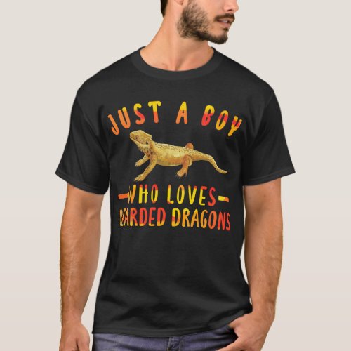 Just A Boy Who Loves Bearded Dragons  Lizard T_Shirt