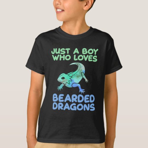 Just A Boy Who Loves Bearded Dragons  Lizard T_Shirt