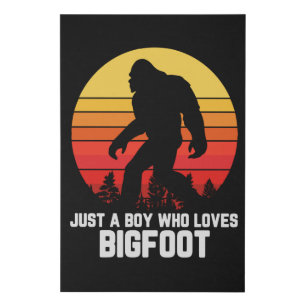 Just A Boy Who Loves BIGFOOT Bigfoot Retro Faux Canvas Print