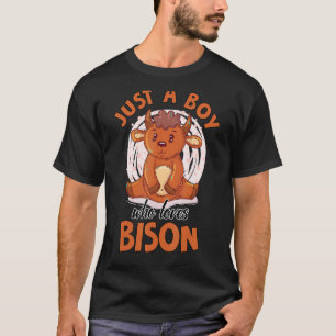 Just A Boy Who Loves Bison   Buffalo Cow For Kids T-Shirt