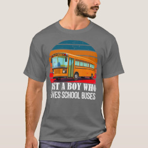 Just A Boy Who Loves Buses retro sunset T-Shirt