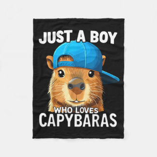 Just A Boy Who Loves Capybaras Fleece Blanket