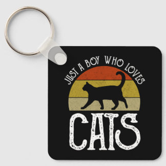 Just A Boy Who Loves Cats Keychain