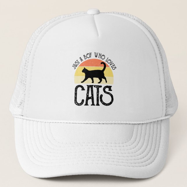 Just A Boy Who Loves Cats Trucker Hat (Front)