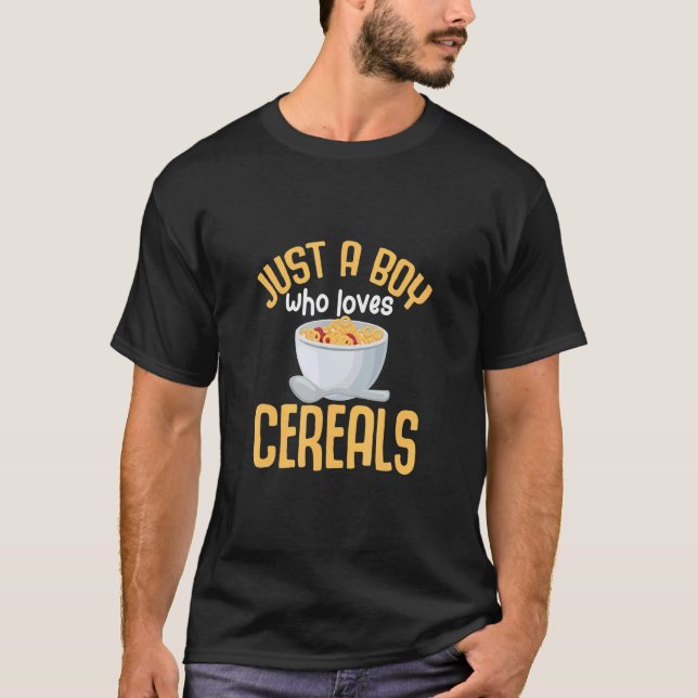Just A Boy Who Loves Cereals Breakfast Cereal Meal T-Shirt (Front)
