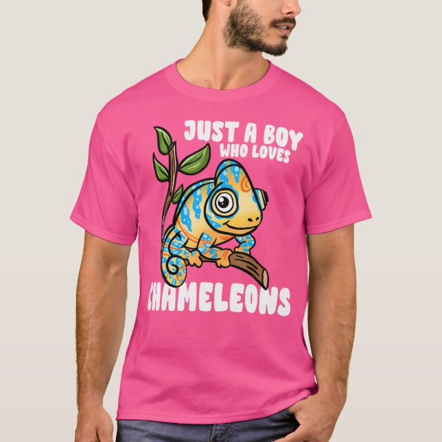Just A Boy Who Loves Chameleons Reptiles Herpetolo T-Shirt (Front)