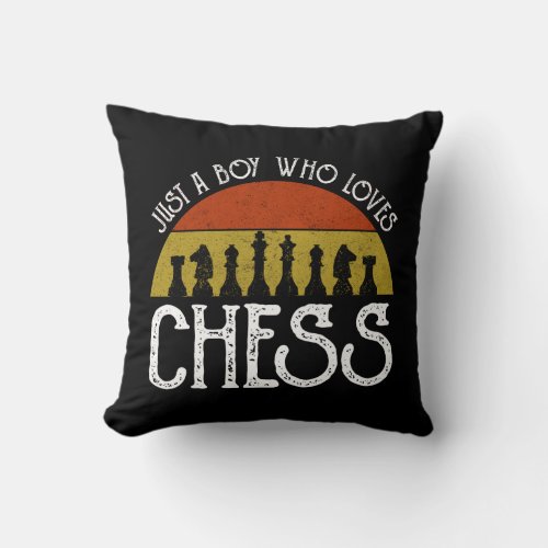 Just A Boy Who Loves Chess Throw Pillow
